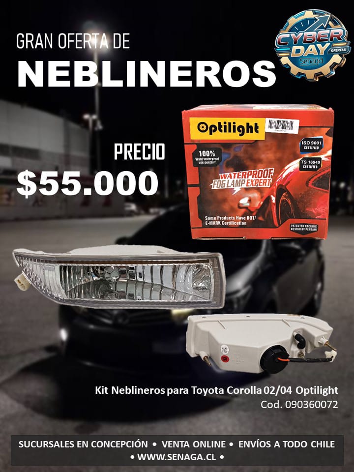 Kit Neblineros Toyota Corolla 02/04 Optilight - Cód. 090360072 - $55.000