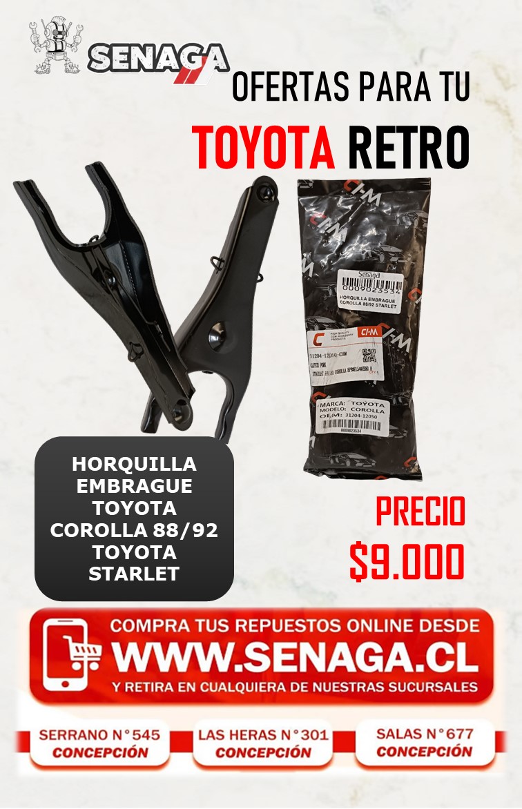 HORQUILLA EMBRAGUE COROLLA 88/92 STARLET