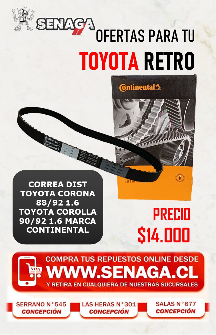 CORREA DIST CORONA 88/92 1.6 COROLLA 90/92 1.6 CONTINENTAL